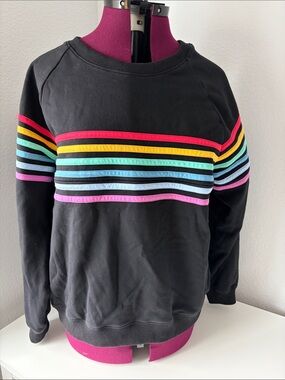 Black Rainbow Stripe Crewneck Nursing Sweatshirt